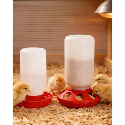 2026 New Baby Chick Feeder and Waterer Set,1 Quart Poultry Starter Kit,8-Hole Chick Feeder with Gravity Waterer for Chicks,Ducklings,and Small Poultry Brooder Supplies