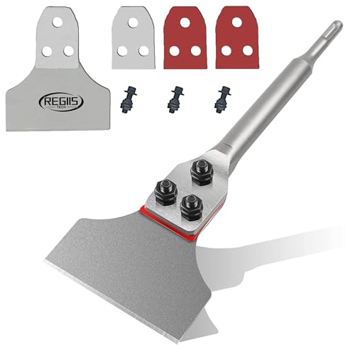 SDS Plus Floor Scraper 5 in. x 12 in. Wide Tile Flooring Adhesives Remover, Thinset Removal Tool Chisel Bit with Spare Blades for Rotary Hammer Drill - size: 5X12''