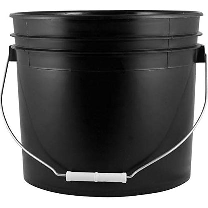 House Naturals 3.5 Gallon Black Food Grade BPA Free Made in USA Bucket Pail with White Air-Tight screw on Lid (Pack of 3) container sets - color: White Lids