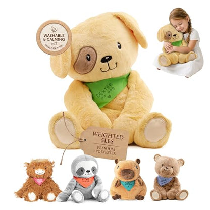 Lilly's Love Weighted Stuffed Animals for Adults & Kids — 5lb Calming Dog Plush for Anxiety, ADHD & Sensory | Machine Washable Weighted Stuffed Animal w/Removable Insert | Dexter The Dog - color: Dog