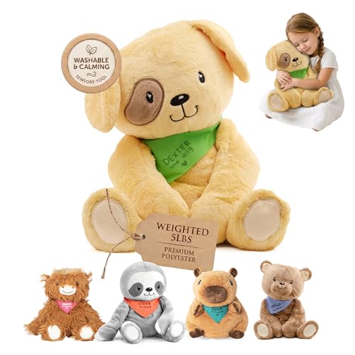 Lilly's Love Weighted Stuffed Animals for Adults & Kids — 5lb Calming Dog Plush for Anxiety, ADHD & Sensory | Machine Washable Weighted Stuffed Animal w/Removable Insert | Dexter The Dog - color: Dog