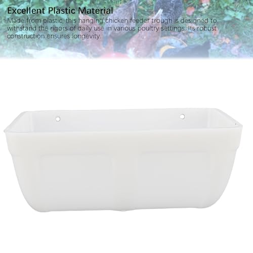 3 Pack Hanging Chicken Feeder Trough, Large Capacity Space Saving Plastic Chicken Feeder Trough, Minimized Feed Waste for Farm Coop and Outdoor Use (White) - color: White