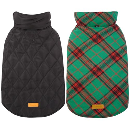 Kuoser Warm Dog Coat, Waterproof Dog Coats for X-Small Dogs, Adjustable Durable Doggie Winter Jacket Reversible Cozy Puppy Cold Weather Apparel from Small to Large Breed, Christmas Green XS - color: Christmas Green, size: X-Small (Pack of 1)