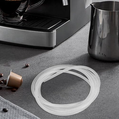Mikikit 1set Clear Silicone Milk Hose with Brush for Coffee Machine Milk Pipe Replacement Easy Install Food-grade for Automatic Espresso Machines
