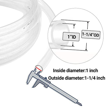 1’’ ID × 1-1/4’’ OD - 10 ft Clear Plastic Vinyl Tubing, Flexible PVC Hose Lightweight Non-Toxic vinyl Tube for Transfer Water Air Oil - size: 1'', style: 10 feet