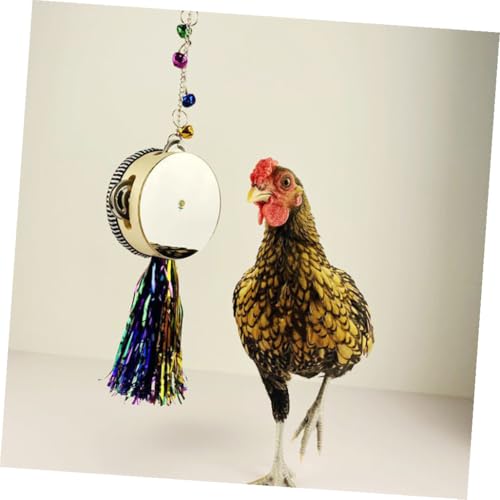 VANZACK Stainless Steel Double-Sided Mirror Drum Toy for Hens and Roosters Engaging Pet Plaything for Chickens Promotes Activity and Intellectual Development