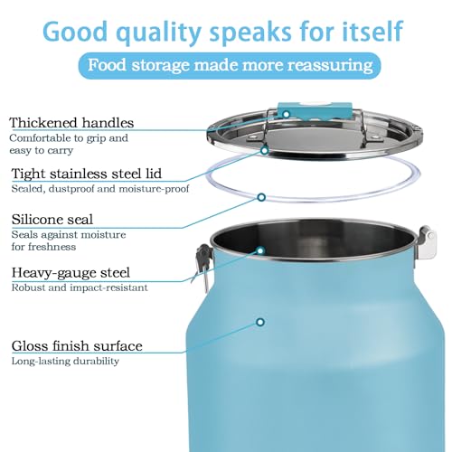 Dog-Cat Food Storage Container 40 lb/38 Qt Large Pet Food Bin with Airtight Lid, 304 Stainless Steel Construction & Scoop Included, Durable Metal Dog Food Storage for Dogs & Cats, Blue