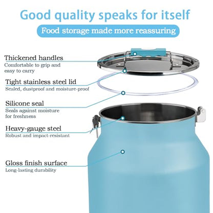 Dog-Cat Food Storage Container 40 lb/38 Qt Large Pet Food Bin with Airtight Lid, 304 Stainless Steel Construction & Scoop Included, Durable Metal Dog Food Storage for Dogs & Cats, Blue