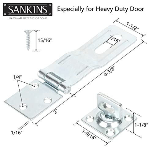 4-1/2" Swivel Staple Safety Hasps, Gate Door Hasp Latches Safety Packlock Clasp Locking with Twist Knob for Fence, Gate, Cabinet, in Zinc Plated - color: Silver