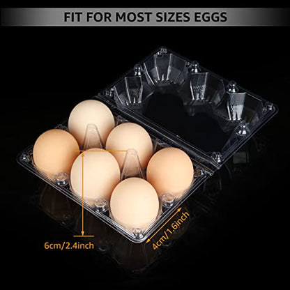 100PCS Egg Cartons Cheap Bulk, Each Holds Half Dozen Eggs (6 Eggs), Plastic Chicken Egg Tray Holder for Family Pasture Farm Market