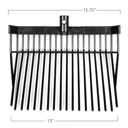 Jeffers 18 Tine Manure Fork Head – Heavy Duty Replacement Scoop Fork for Stalls, Bedding, Barn Waste, Hay, Polystyrene Tines, 15" Wide, Fits Standard Handles, Black Fork Head Only - 6 Pack