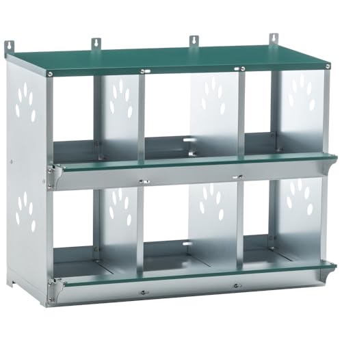 10-Bay Galvanized Steel Nesting Box for Chickens and Ducks, Wall-Mounted Poultry Laying Coop with Ventilation, Durable Rust-Resistant Design for Backyard Farms (6-Hole,Green) - color: 6-Hole,Green