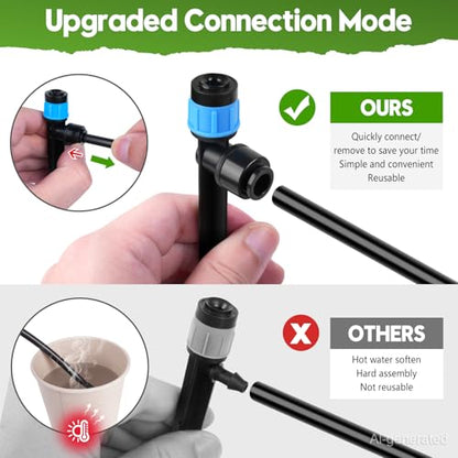 110FT Drip Irrigation System Kit, Automatic Garden Watering System Quick-Connect Adjustable Sprinklers for Raised Garden Beds, Greenhouse, Yard, Lawn, Plant with 1/2" & 1/4" Tubing and Accessories - size: 17FT Main tube+ 93FT 1/4'' tube