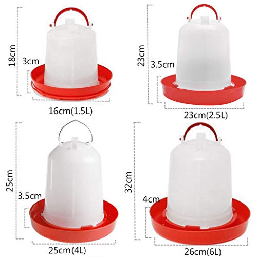 Chicken Feeder Waterer Baby Chick Drinker Feeder with Carrying Handle Capacity 2.5 L Chicken Water Feeder Pet Supplies