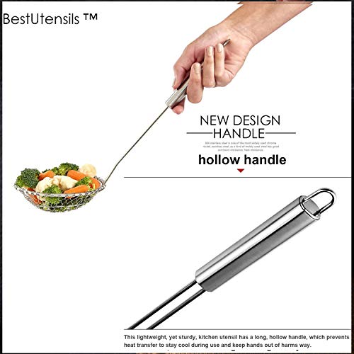 Best Utensils Asian Kitchen Stainless Steel Spider Strainer Professional Wire Skimmer with Spiral Mesh (7-Inch Strainer Basket) - size: 7-Inch