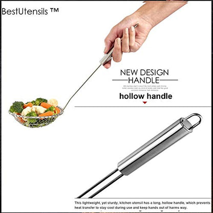 Best Utensils Asian Kitchen Stainless Steel Spider Strainer Professional Wire Skimmer with Spiral Mesh (7-Inch Strainer Basket) - size: 7-Inch