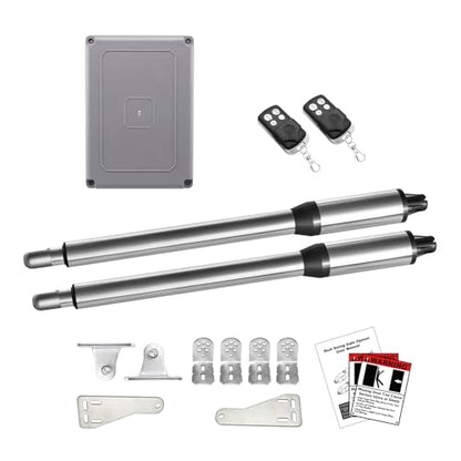 JUJIANG C01 Automatic Gate Opener with Remote Complete Kit for Swing Gate Up to 440lb 12FT per Arm, Electric Gate Openers Light Duty Dual Swing Gate Openers Automatic Gate Motor 40W AC Powered - style: 440lb Dual Gate Opener