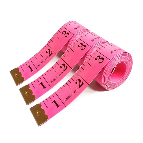 3 Pack Tape Measure Body Measuring Tape, Soft Fabric Measuring Tape for Sewing Cloth Measurement, 60 Inch Double Scale Tailor Ruler for Weight Loss (Red) - color: Red