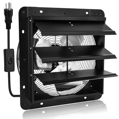Criditpid 14 Inch Pure Copper Shutter Exhaust Fan, Black Through Wall Ventilation Exhaust Fan with ON/OFF Switch for Gable, Home, Shed, Garage, Basement, Kitchen, Attic Ventilation, 1088CFM, 1450RPM. - color: with ON/OFF Switch, size: 14 Inch Exhaust Fan