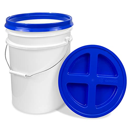 ePackageSupply 5 Gallon Bucket - Food Grade Bucket with Airtight Gamma Seal Screw-On Lid, BPA-Free, Heavy-Duty 90 Mil HDPE Plastic, Bulk Storage, Durable Container, Made in USA, White/Blue, 6 Packs - color: White/Blue, size: 6 Packs