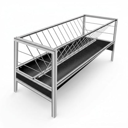 Heavy Duty Goat Feeder, 77 Gallon Stainless Steel Livestock Feeder, Anti-Waste Hay Feeder with Rubber Trough, 33.4 Inch Height for Goats, Calves, Sheep, Use in Barn, Pasture, Pigsty