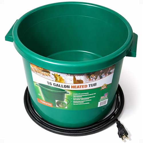 Farm Innovators Heated Water Bucket, 200W Heating Power - 16 Gallon Plastic Bucket with Replaceable Heating Element for Livestock Watering & Feeding - color: Single, size: 16 Gallon