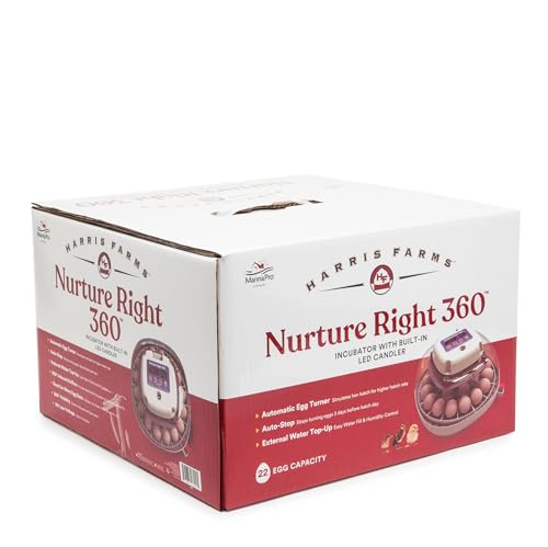 Harris Farms Nurture Right Egg Incubator for Hatching Chicks, Holds 12-22 Eggs, Automatic Turner with Temperature and Humidity Control, 360 Degree View with Clear Window, Incubator for Hatching Eggs