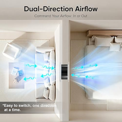 2PCS 8" Room to Room Fan with Remote, 320CFM Through Wall Air Transfer Fan with Temperature Control, Reversible Airflow Design, 10 Speeds, Quiet Balance Exhaust Vent for Bedroom, Laundry, Kitchen - color: 2PCS
