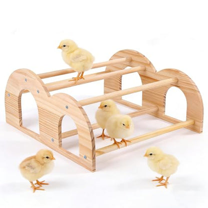 Double Layer Wooden Chicken Perch, Baby Chick Roosting Bars in Coop and Brooder, Chicken Toys, Coop Accessories for Large Bird - color: Double Layer Chick Perch