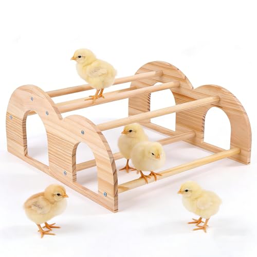 Double Layer Wooden Chicken Perch, Baby Chick Roosting Bars in Coop and Brooder, Chicken Toys, Coop Accessories for Large Bird - color: Double Layer Chick Perch