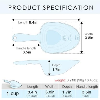 1-Cup Melamine Pet Food Scoop — Precise Feeding & Weight-Management Measuring Scoop for Dogs & Cats, BPA-Free, Durable, Dishwasher-Safe (Baby Blue) - color: Blue