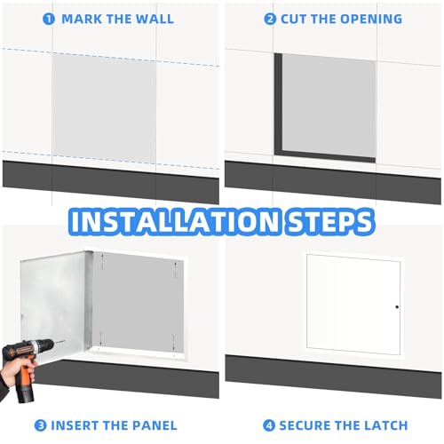 22" x 22" Metal Access Panel, 1MM Thickened Access Panel for Drywall, Aluminum Access Panel for Walls and Ceilings, Rust-Resistant and Easy-to-Install Drywall Access Panel - size: 22in*22in