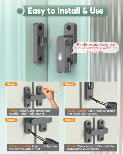 Adjustable Barn Door Locks, 90/180 Degree Sliding Door Latch, Protect Home Security Gate Latch for Bedroom, Barn, Cabinet, Garden, Fence (Grey-2 Pcs) - color: Grey-2 Pcs