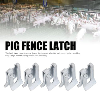 5 Sets Pig Fence Gate Latch,Heavy Duty Galvanized Steel Plate Farm Gate Door Buckle Secure Locking Mechanism for Farrowing Bed Pig Enclosure (Wall Thickness 3.5mm)