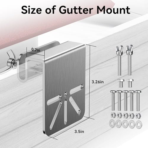2 Pack Gutter Mount Bracket Compatible with Eufy Solocam S340/E30, No Drill Installation, Stainless Steel Gutter Mount for Security Camera, Security Camera Holder - size: 2 PACK-Silver