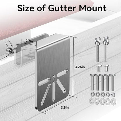 2 Pack Gutter Mount Bracket Compatible with Eufy Solocam S340/E30, No Drill Installation, Stainless Steel Gutter Mount for Security Camera, Security Camera Holder - size: 2 PACK-Silver