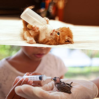 Sadnyy 17 Pcs Kitten Bottle Feeding Set Pet Nursing Kit Puppy Bottles for Nursing Milk with Syringes Silicone Nipples, Cleaning Brushes Nipple for Newborn Pet Dog Rabbit Goat Small Animals