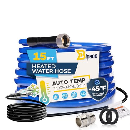 15FT 30FT 50FT 75FT 100FT Heated Water Hose for Rv,Heated Water Hose Antifreeze to -45°F,Great Rv Accessories for Campers,Livestock,Agriculture,Lead and BPA Free - size: 15FT