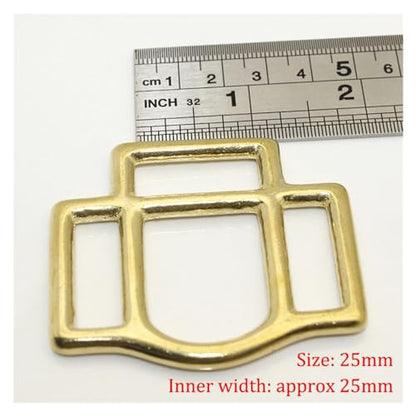 Solid Brass Horse Halter Square 3-Sided Halter Bridle Buckles Equestrian Equipment Leather Craft DIY Accessory(Size:25mm) - size: 25mm