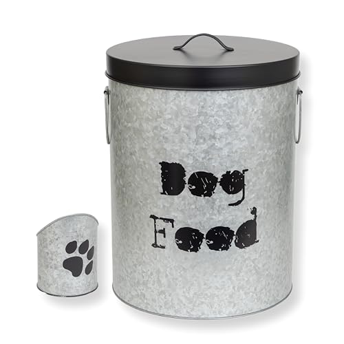 Medium Dog Up To 40lb Pet Food Storage Canister with Scoop – Durable & Airtight for Freshnesss, Minimalist Design & Recyclable, Medium Metal Container (Dog Bin - Medium Size) - size: Medium Dog 40lb