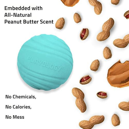 Playology Dog Toys | Dual Layer Ball Durable Chew Toy for Tough Chewers | Peanut Butter Scented Jumbo Dog Toy | Chew Toys for Large Dogs - size: Jumbo, style: Peanut Butter