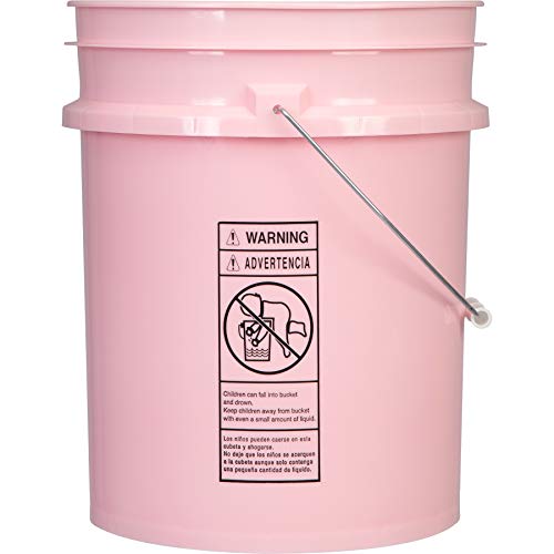 House Naturals 5 Gallon Pink Food Grade Bucket Pail with Air Tight screw on Lid (Pack of 2) Made in USA buckets