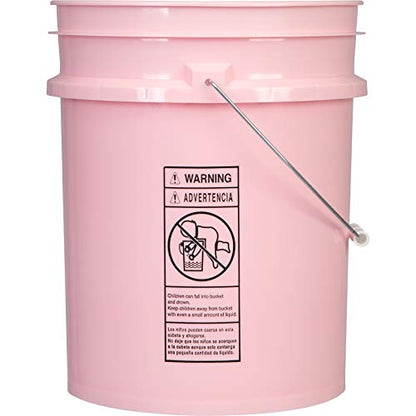 House Naturals 5 Gallon Pink Food Grade Bucket Pail with Air Tight screw on Lid (Pack of 2) Made in USA buckets