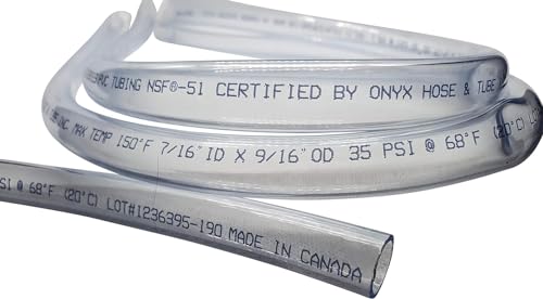 Vinyl PVC Tube Certified (NSF 51) Multipurpose Food-Grade Beer Brewing Line Clear Tubing, Kegerator, Wine Making, Aquaponics, Air Water Hose, 7/16" ID (11mm), 9/16 OD, Clear (10 Feet) - size: 10 Feet