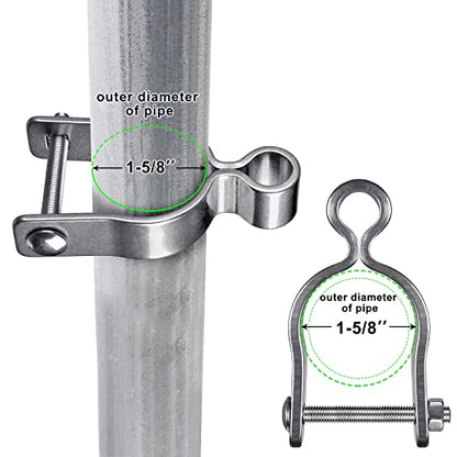 Insaga 304 Stainless Steel Chain Link Fence Gate Frame Female Hinge for Chain Link Fence Post, 2pcs Post Female Hinges with 5/8'' fit 1-5/8''Outer Diameter Post/Pipe, Bolt/Nut Included - color: Female-1-5/8''-2pcs