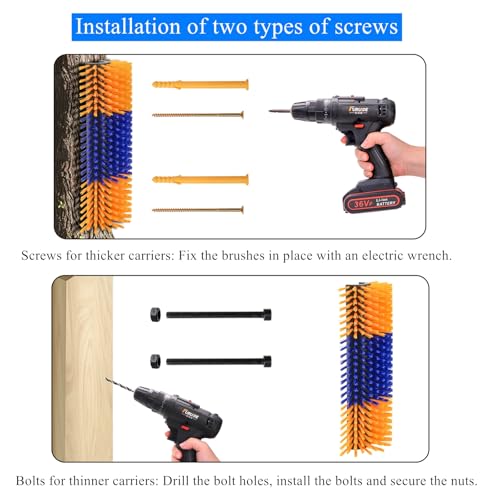 Cididu Livestock Scratch Brush, Cow Brush Scratcher with 4 Screws | Horse Brushes for Grooming, Livestock Scratching Post Horse Grooming Supplies Back Scratching for Cattle Goat Sheep Elk Pig