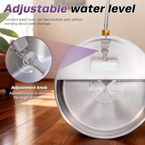 6L Automatic Dog Water Bowl Dispenser Outdoor Stainless Steel Pet Waterer Self Filling Waterer for Large Dog Cat Chicken Duck Goat