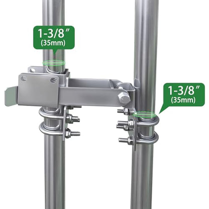 BiJun Chain Link Double Gate Latch Chain Link Fence Gate Latch for 1-3/8" Gate Frames,Chain Link Residential Strong Arm Double Gate Latch Equipped with Convenient Padlock Holes (Silvery)