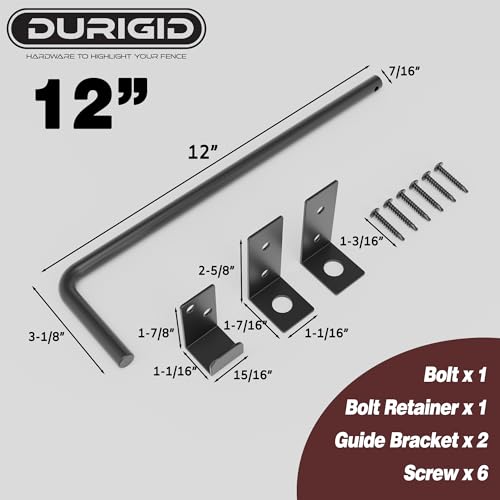 12 Inch Gate Cane Bolt Gate Ground Drop Rod, Heavy Duty Drop Rod Gate Latch for Wooden Vinyl Fence, Black Finished Cane Bolts for Gates, 1 Pack - size: 12 Inch