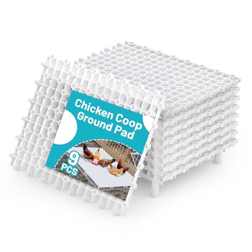 Chicken Coop Ground Pad, 9 PCS Floor Pads for Chicken, Free to Splice Ground Pads for Chicken Coops, Chicken Coop Accessories, Keep Coops Tidy & Dry, Easy to Clean